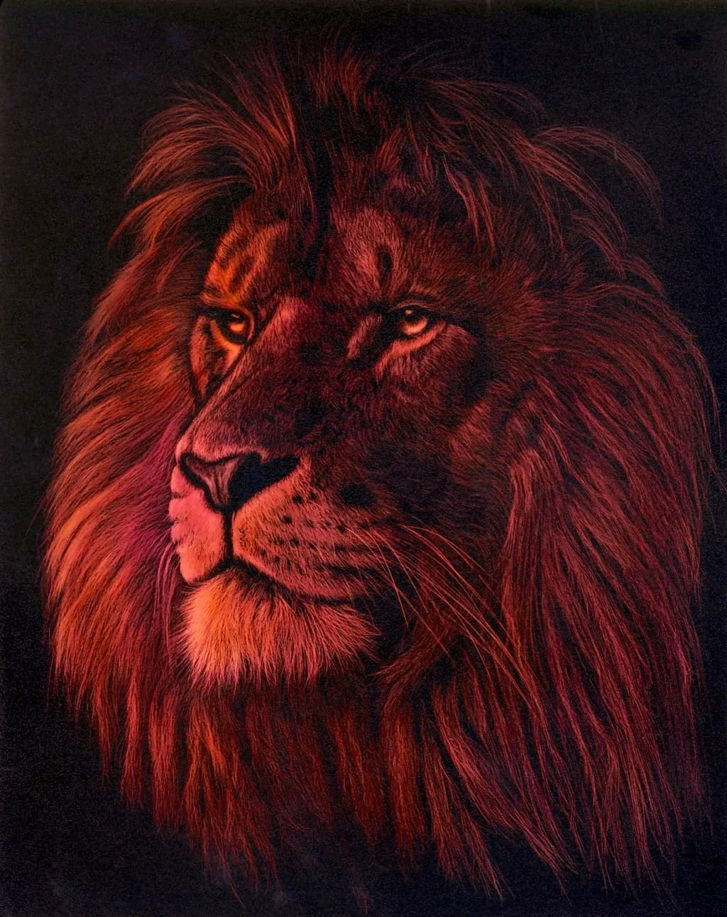 Majestic Ember: The Regal Lion's Gaze