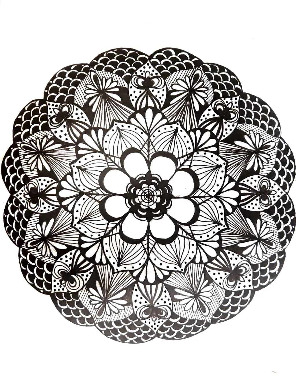 Intricate Harmony: A Black and White Mandala Journey Through Design and Artistry