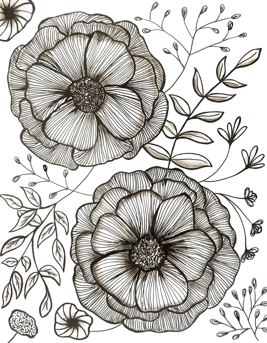 Whimsical Blooms: A Dance of Lines and Nature's Charm