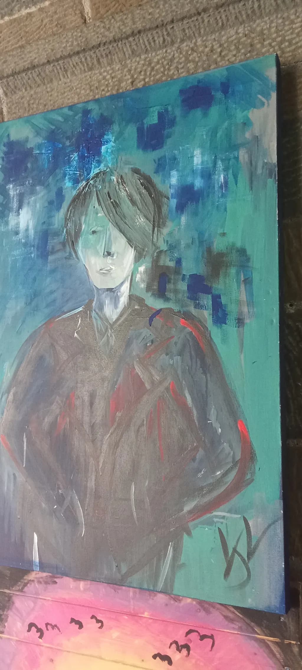 Whispers of Solitude: A Portrait in Turquoise and Shadow