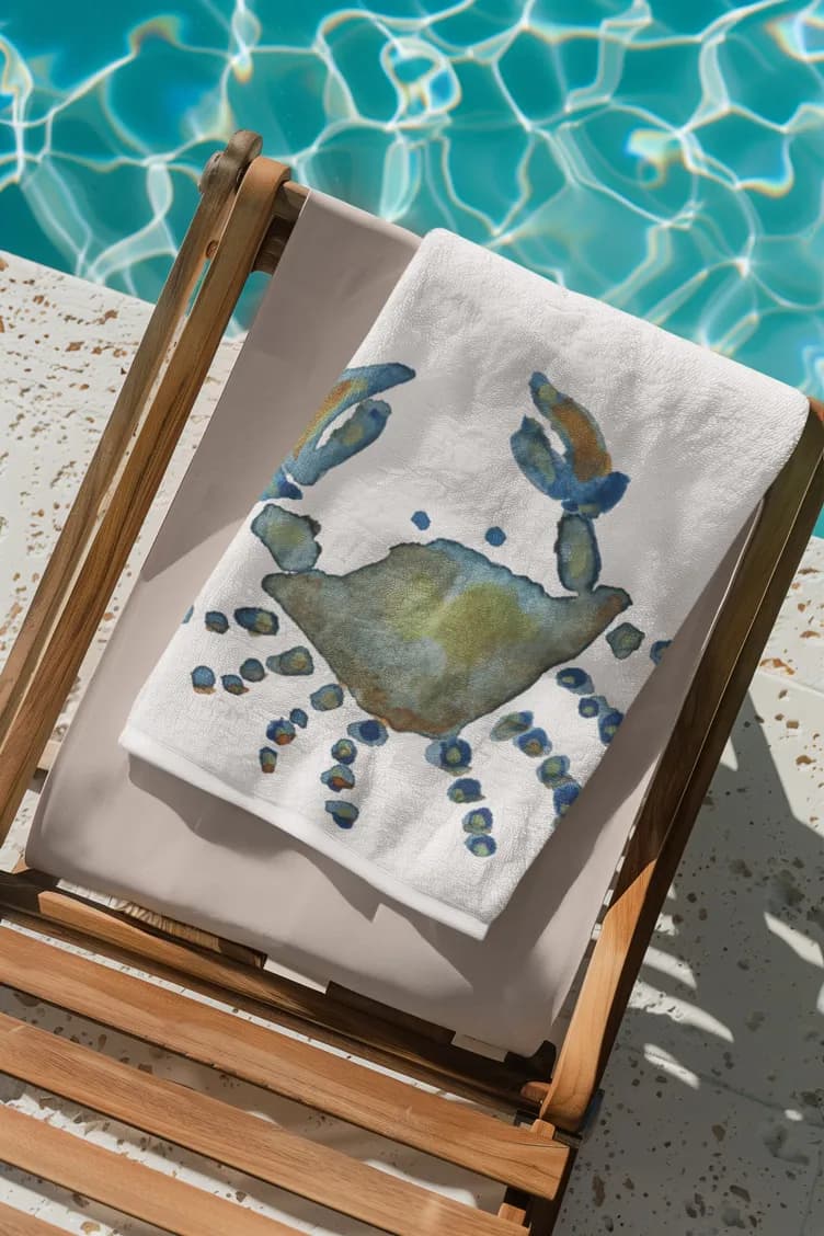 Whimsical Watercolor Crab Beach Towel: A Splash of Coastal Charm for Your Summer Adventures