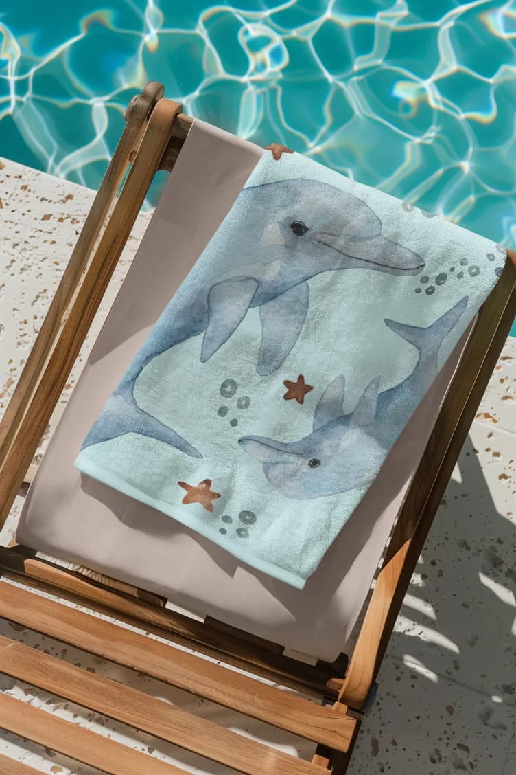 Dolphin Dreams: A Serene Seaside Escape Towel Design