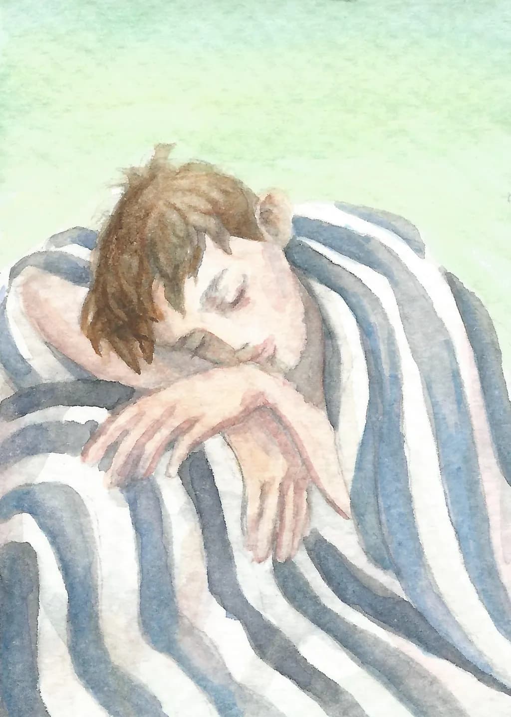 Whispers of Serenity: A Contemplative Moment in Watercolor