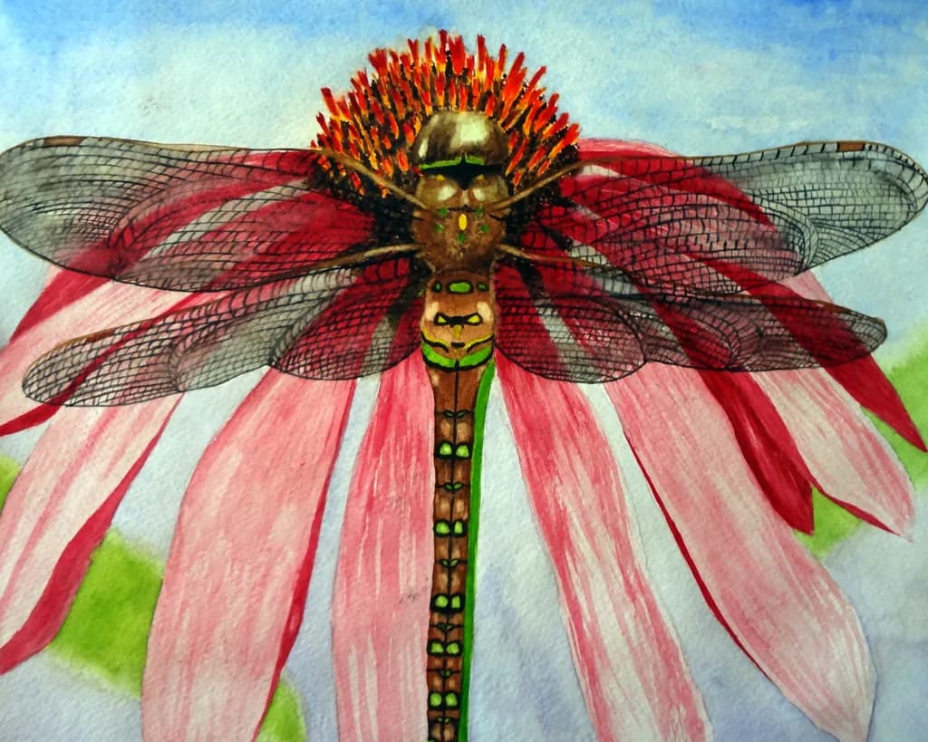 Whispers of Nature: A Dragonfly's Dance Among Blossoms