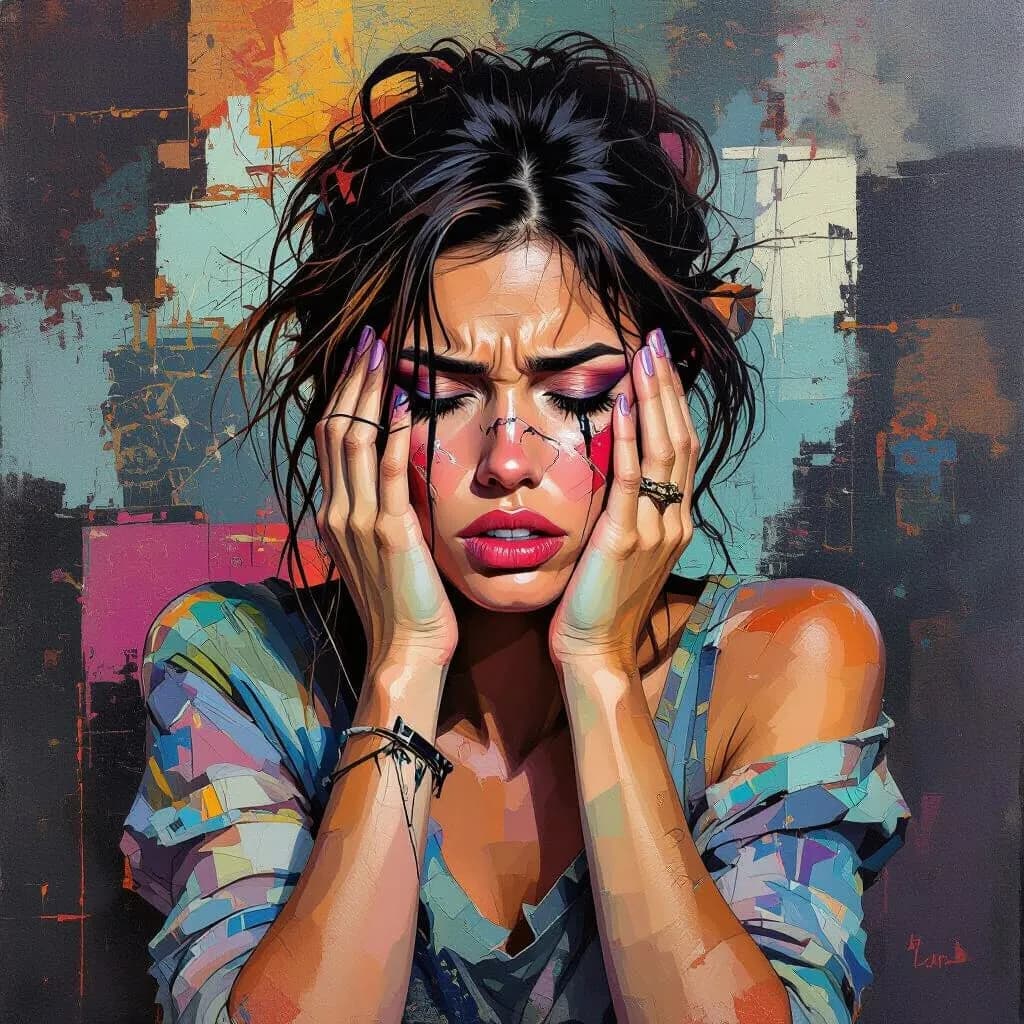 Emotional Fracture: A Portrait of Inner Turmoil and Resilience