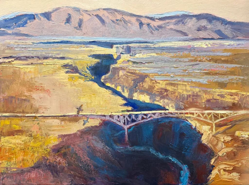 Bridging Colors: An Abstract Journey Through Mountains and Rivers