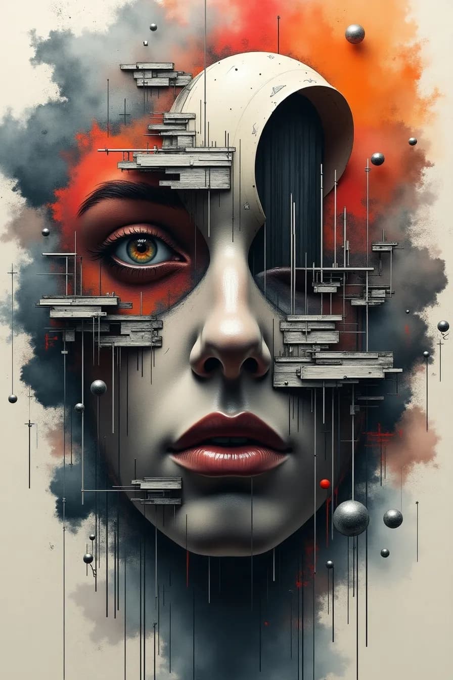 Emotional Geometries: A Surreal Exploration of the Human Face