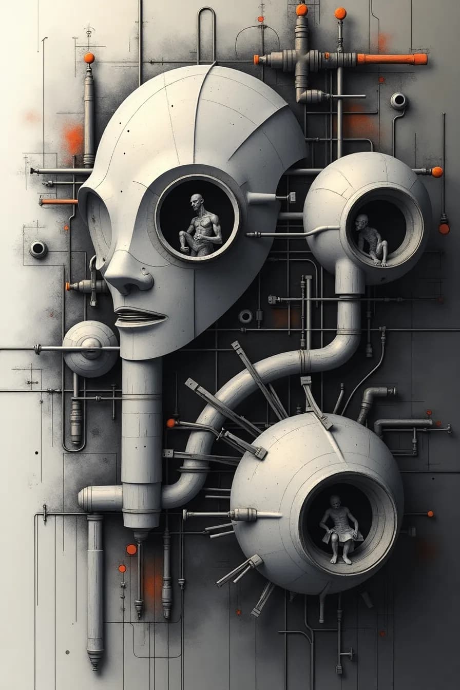 Surreal Mechanisms: The Alien Within - An Abstract Exploration of Industrial Figurative Art