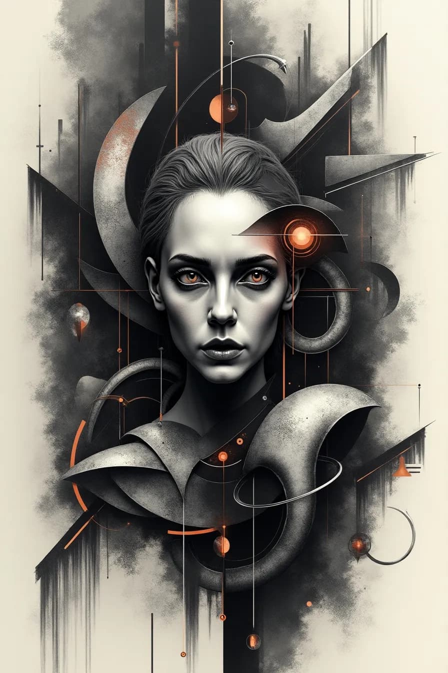 Ethereal Visions: A Journey Through Abstract Portraiture and Cosmic Elements