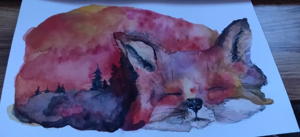 Whispers of the Wild: A Dreamy Fox in Watercolor Serenity