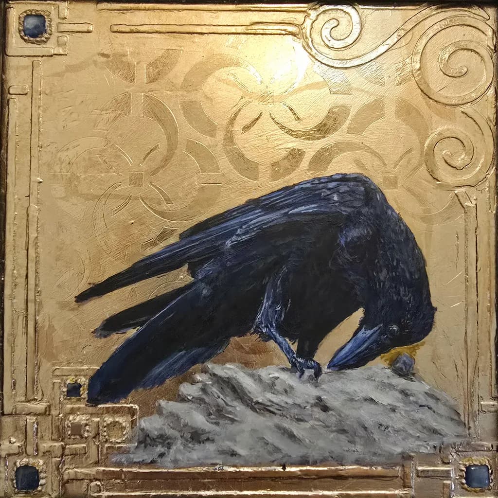Whispers of Gold: The Enigmatic Raven's Dance