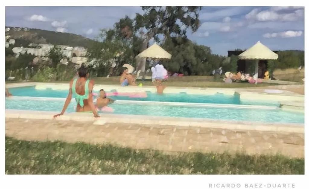 Painting of Poolside Gathering