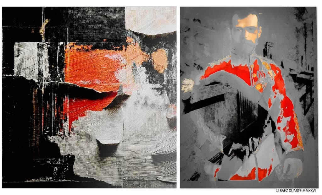Tela with White Brushstrokes