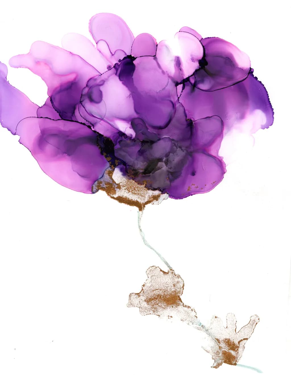 Whispers of Lavender: An Ethereal Floral Dance in Alcohol Ink