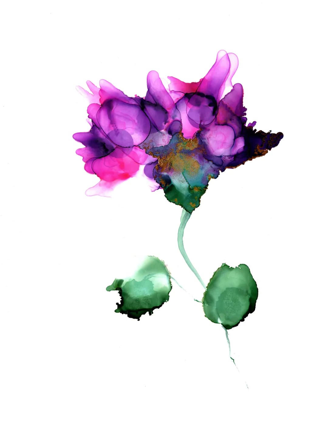 Whispers of Color: A Vibrant Floral Dance in Alcohol Ink