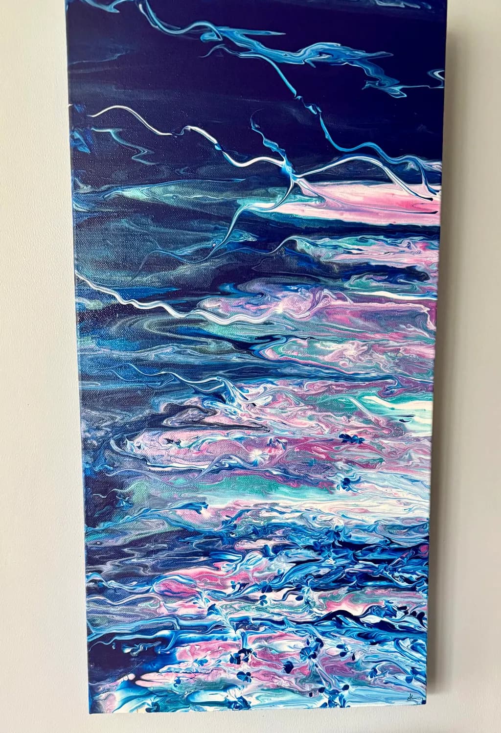 Whispers of the Ocean: A Fluid Dance of Blue and Pink Swirls