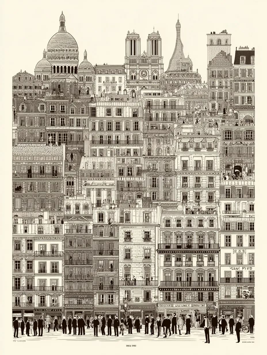 Urban Symphony: A Detailed Tapestry of Parisian Architecture and Life