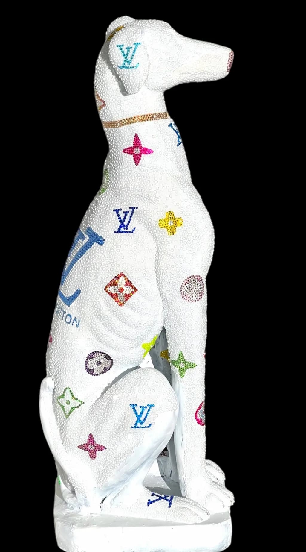 Chic Canine Elegance: A Luxe Louis Vuitton-Inspired Sculpture