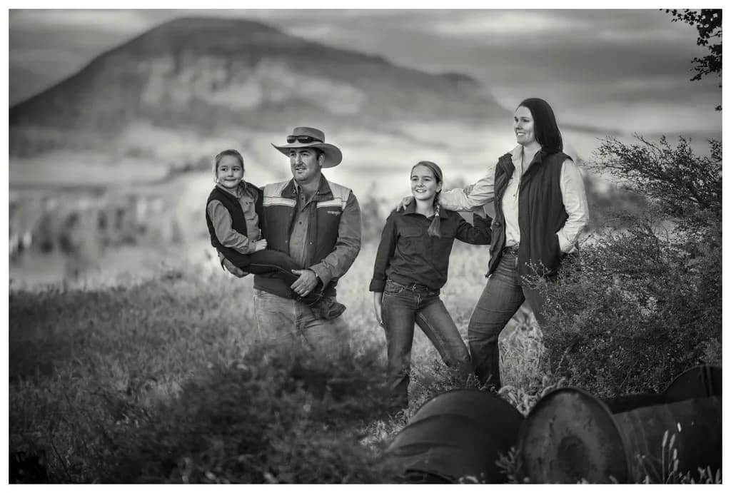 Family Bonds in Nature: A Timeless Black and White Portrait of Togetherness