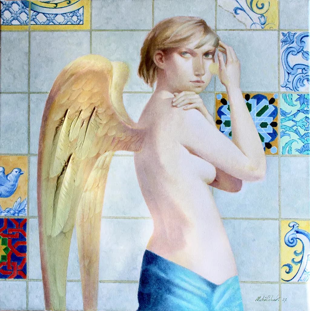 Celestial Reflection: The Ethereal Beauty of an Angelic Muse