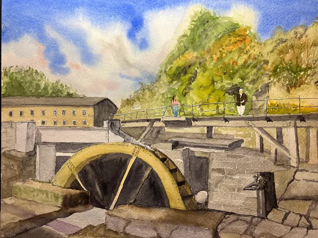 Bridge and Waterwheel View