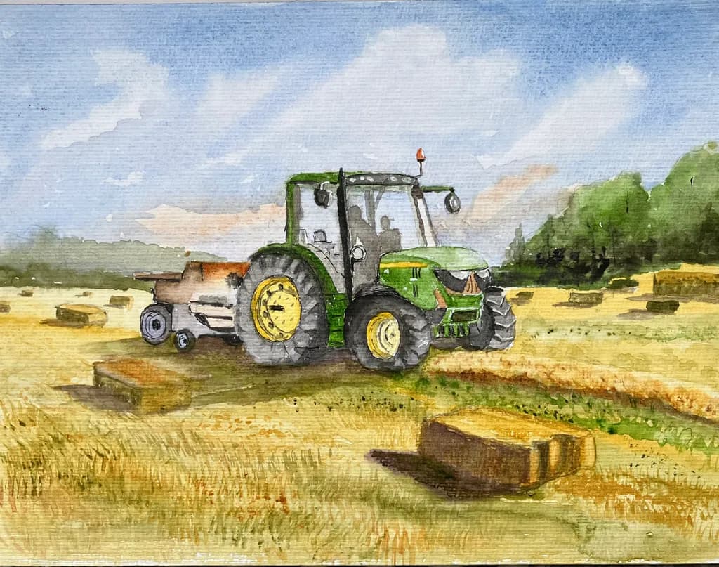 Harvesting Joy: A Watercolor Tribute to Rural Life and Resilience