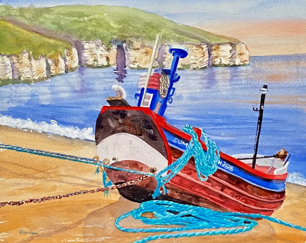 Serenity at the Shore: A Watercolor Journey of Coastal Beauty and Maritime Charm
