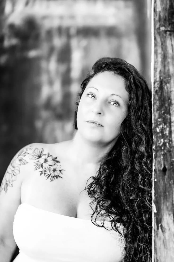 Ethereal Gaze: A Black and White Portrait of Strength and Beauty