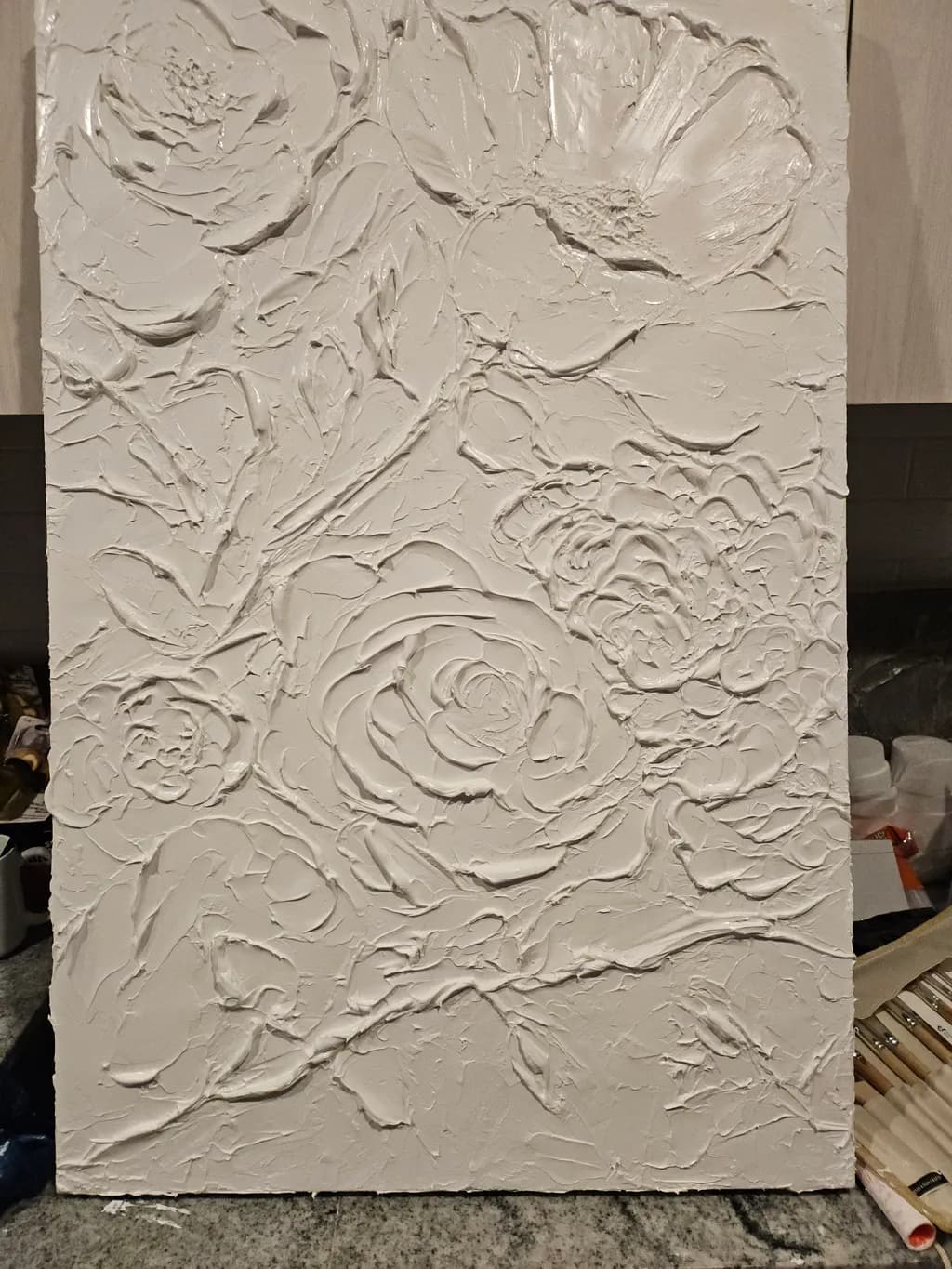 Whispers of Elegance: Textured Floral Serenity in White