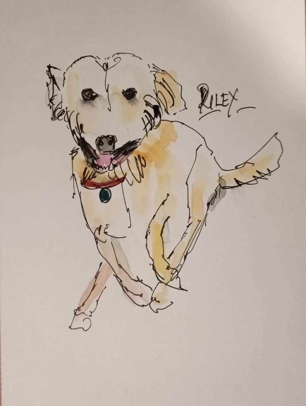 Joyful Riley: A Whimsical Watercolor Portrait of a Playful Pup