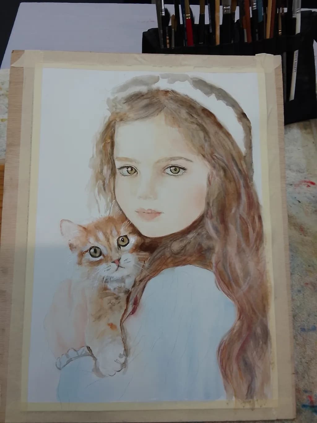 Whispers of Innocence: A Girl and Her Ginger Cat