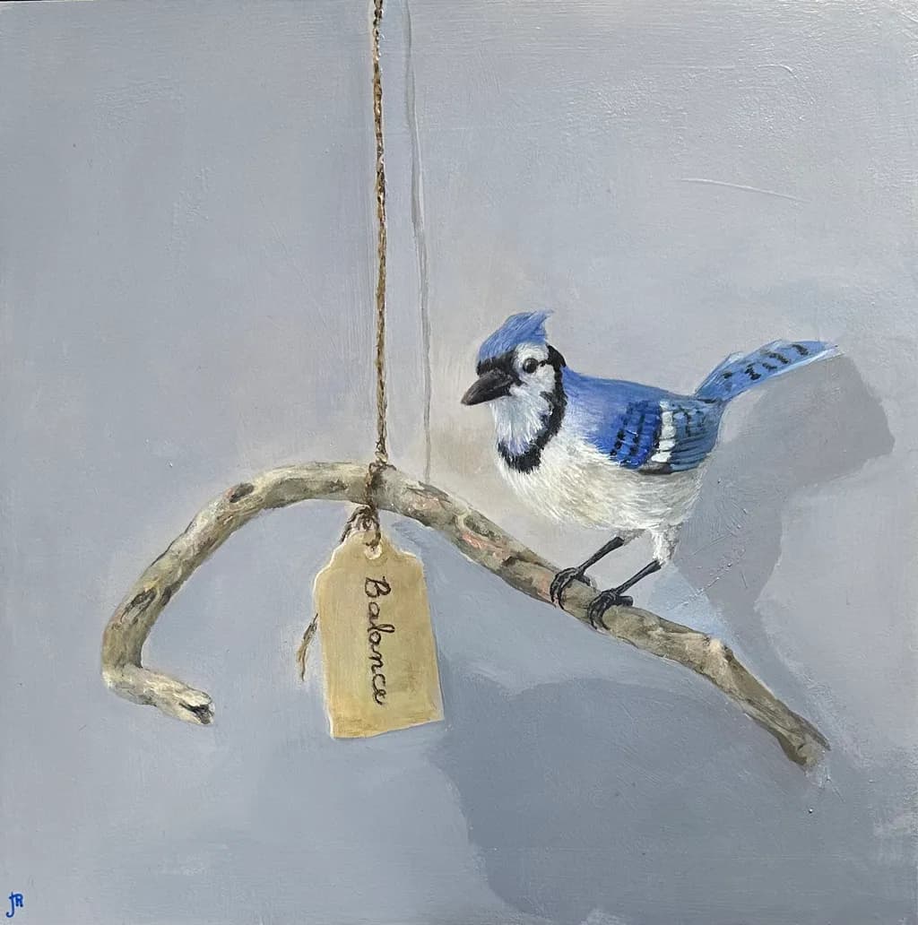 Whispers of Balance: A Blue Jay's Graceful Perch on Nature's Branch