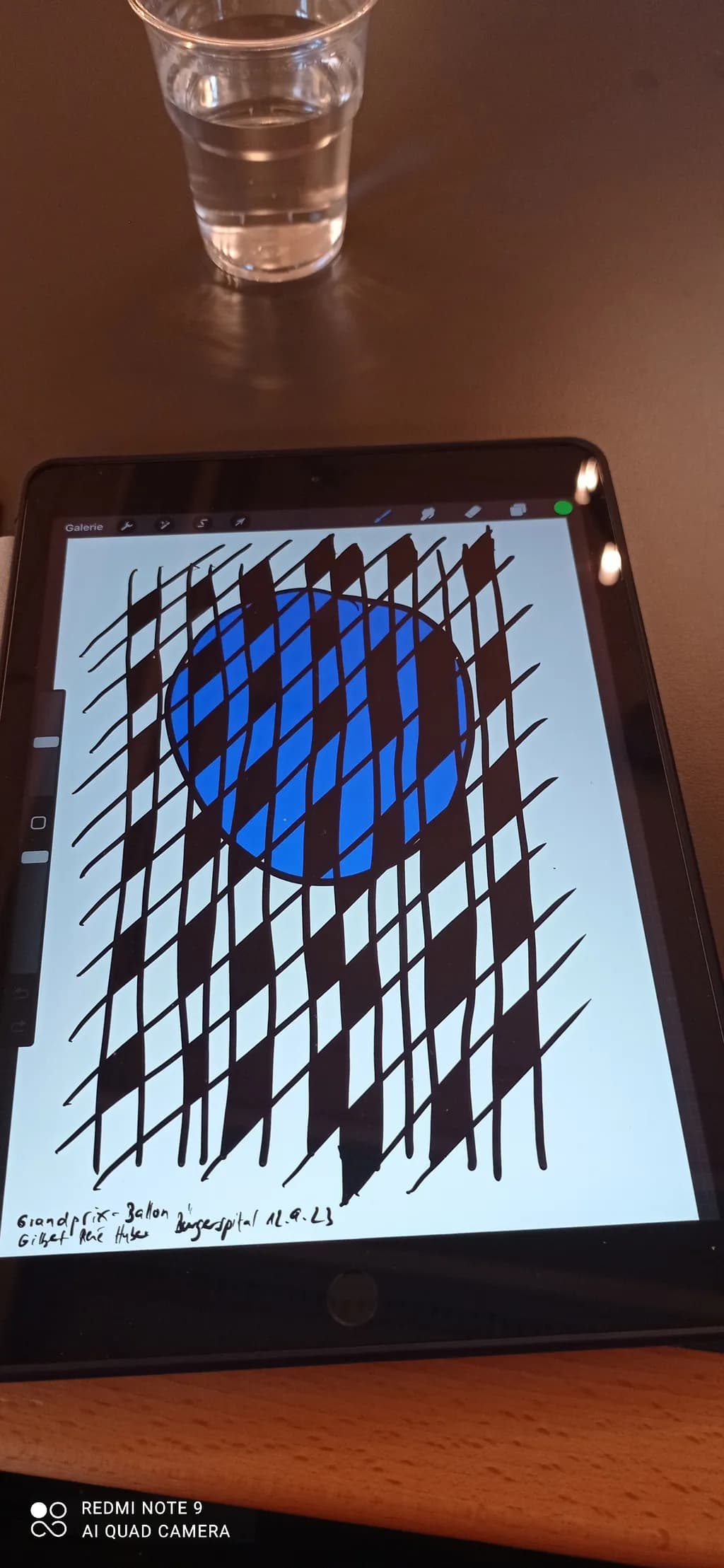 Geometric Harmony: A Dance of Blue and Black Lines in Abstract Form