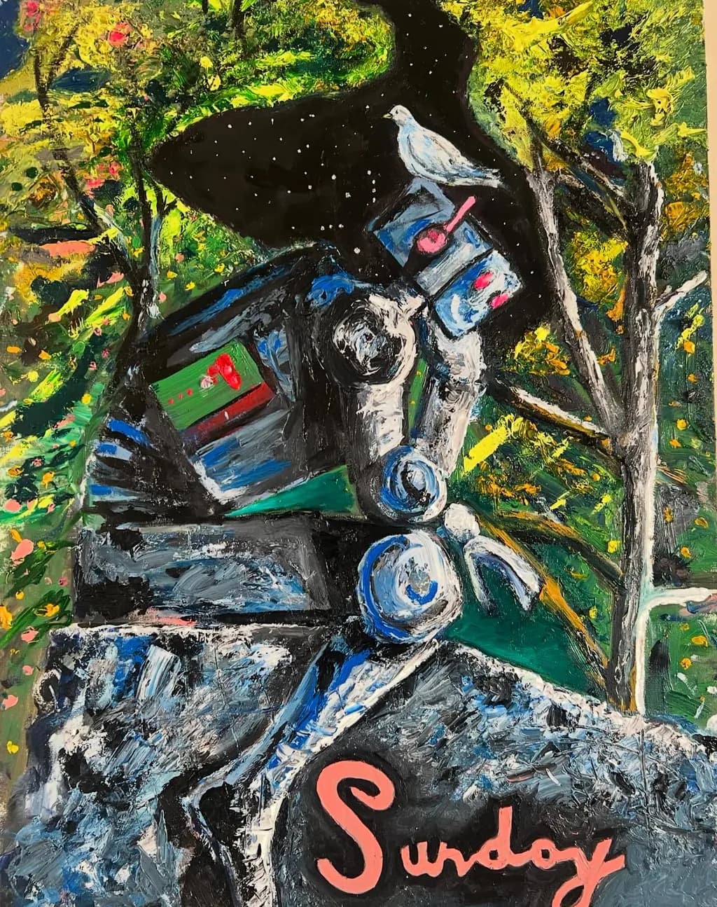 Whimsical Reflections: A Robot's Sunday in Nature