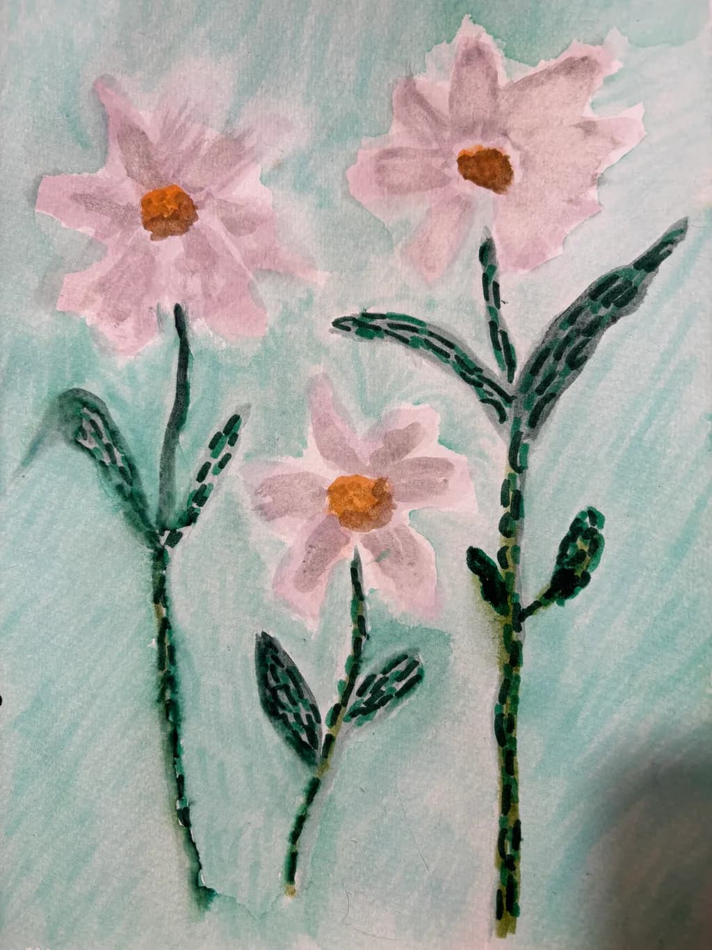Whispers of Nature: Delicate Watercolor Flowers in Soft Greenery