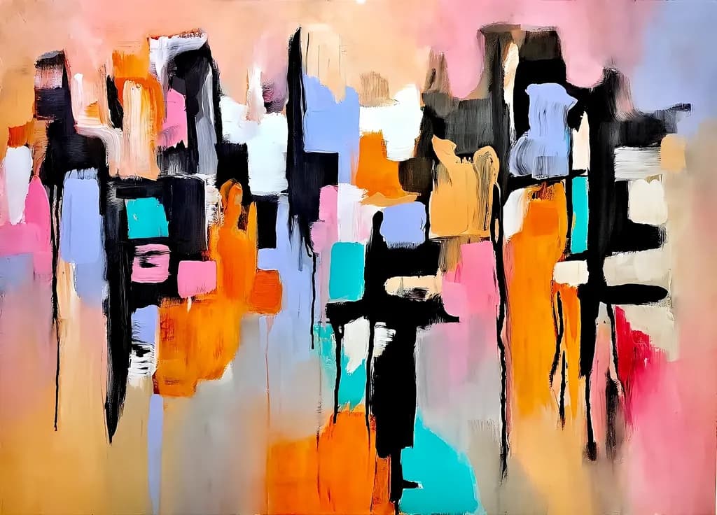 Vibrant Urban Echoes: An Abstract Journey Through Color and Form