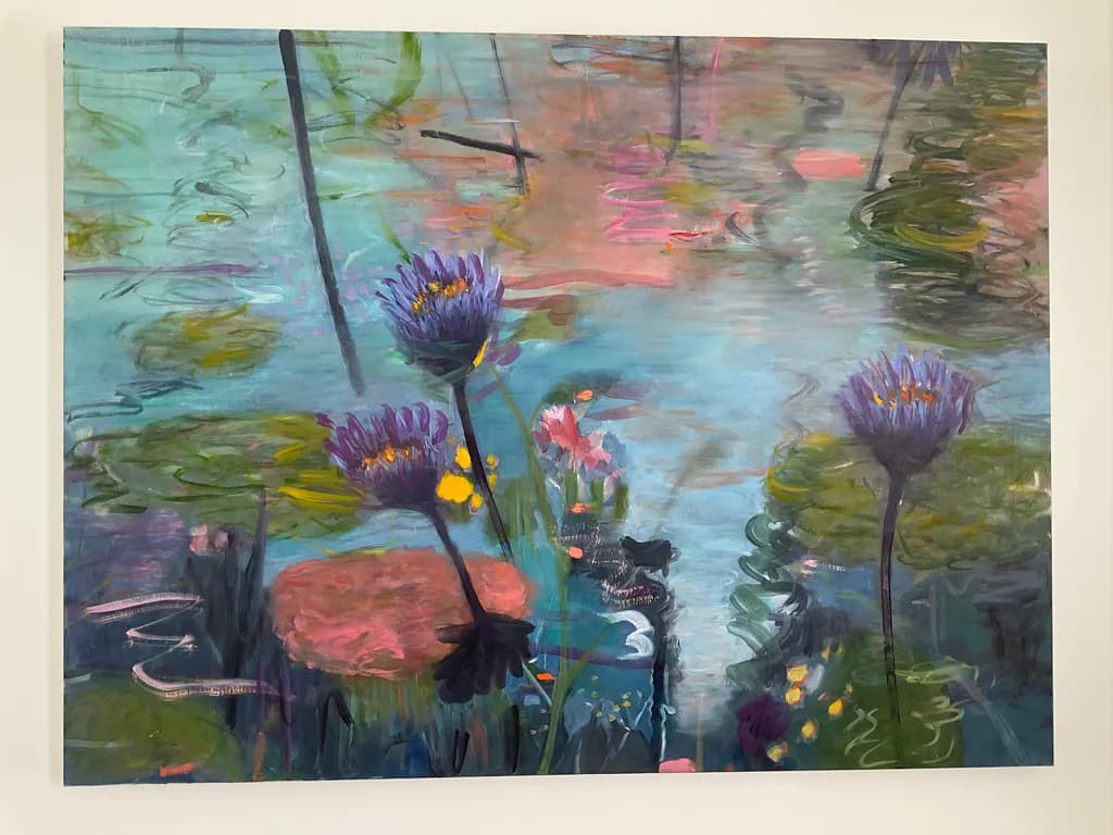 Serene Reflections: A Colorful Dance of Waterlilies in Abstract Nature