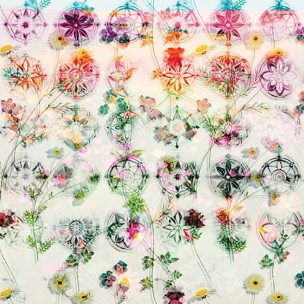 Whimsical Floral Symphony: A Dance of Colors and Patterns in Nature's Embrace