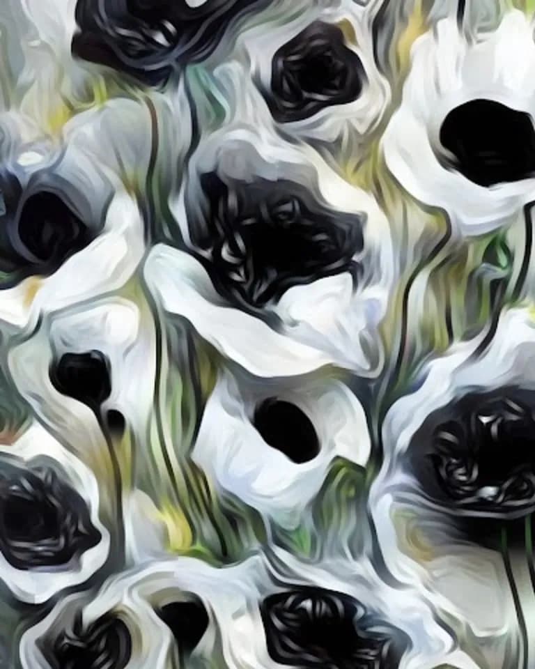 Whispers of Elegance: A Dance of Black and White Blooms