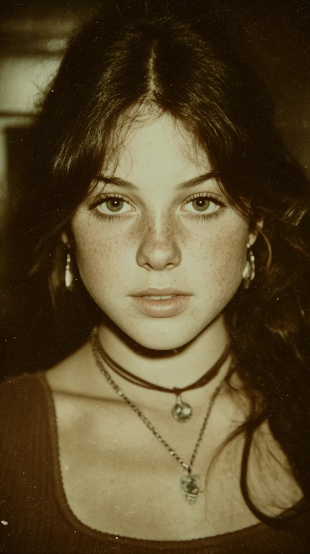 Whispers of Vintage Elegance: A Portrait of Expression and Freckles