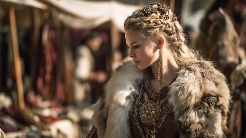 Whispers of the Past: A Viking Maiden in a Timeless Market
