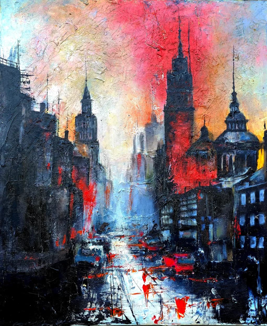 Urban Symphony: A Vibrant Journey Through Abstract Cityscapes and Emotional Textures