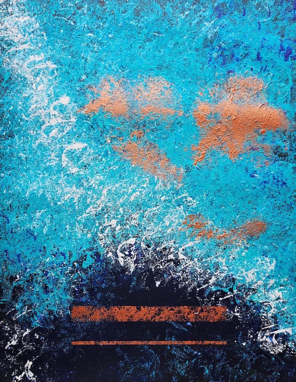 Oceanic Whispers: A Dance of Turquoise and Copper in Abstract Harmony