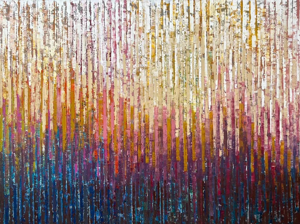 Vibrant Vertical Harmony: An Abstract Journey Through Color and Texture