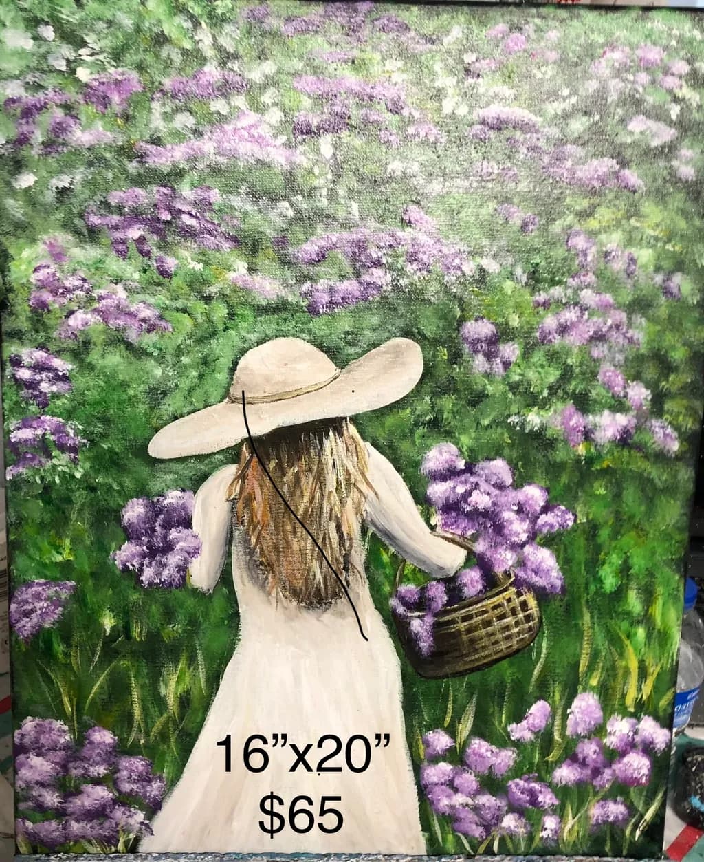 Whispers of Spring: A Woman in a Flower-Laden Field with a Basket of Blooms
