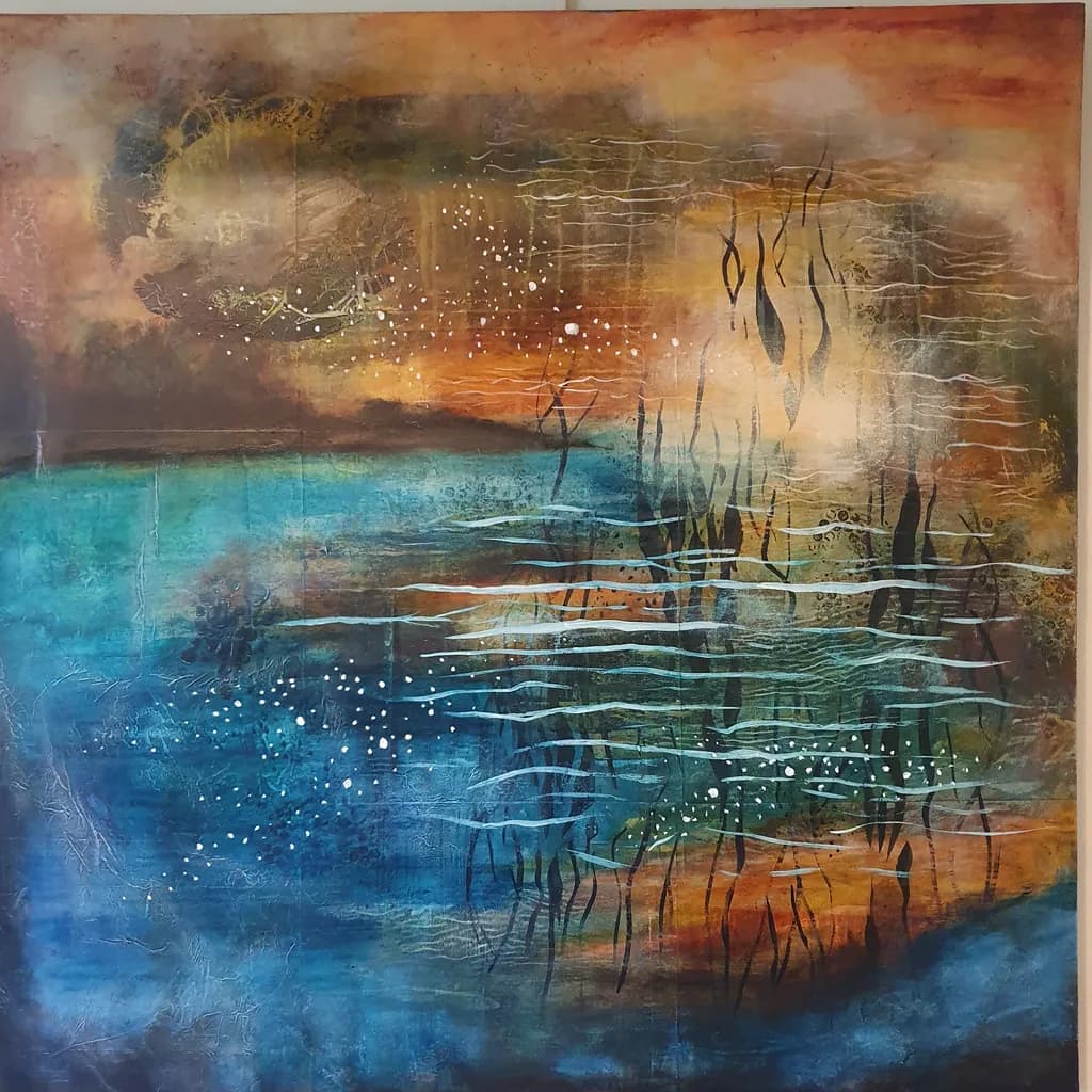 Whispers of Water: A Dance of Color and Light in Abstract Serenity