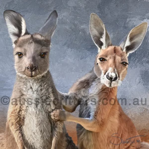 Kangaroo Companions: A Whimsical Portrait of Australian Wildlife