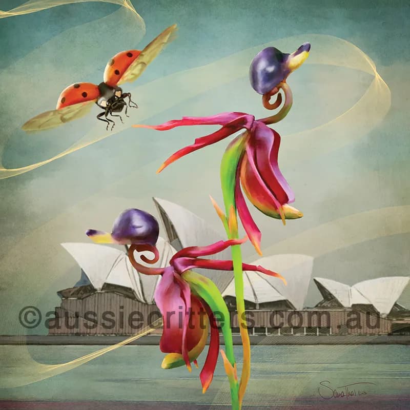 Whimsical Dance of Ladybugs and Orchids: A Vibrant Tribute to Nature's Beauty