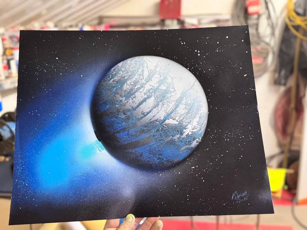 Celestial Harmony: An Abstract Journey Through Cosmic Blues and Planetary Wonders