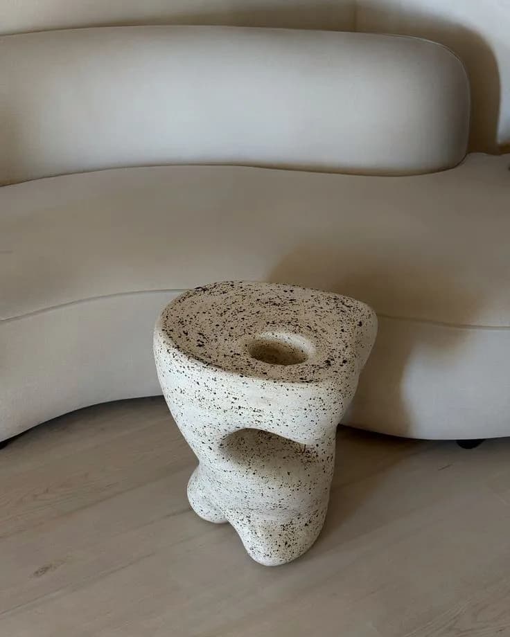 Organic Elegance: Sculptural Stone Stool for Modern Living Spaces
